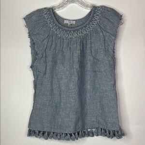 Fate Linen Fringe Sleeveless Blouse Size Small